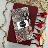 Marun Handloom Khadi Cotton Saree With Multiple Print Blouse
